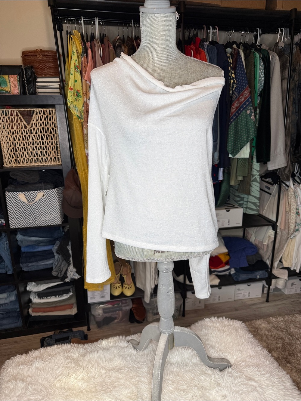 Bar III Off-Shoulder White Sweater Top